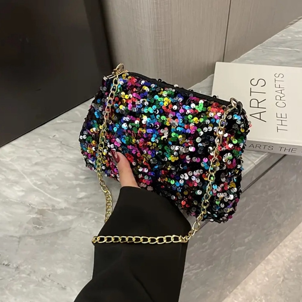 Versatile Sequin Crossbody Bag - Fashionable Shoulder Bag with Adjustable Strap